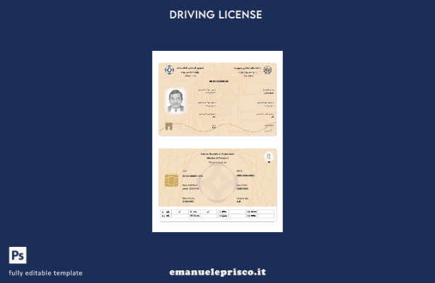 verified style modello presente patente di guida elettronica afghana in stile verificato template